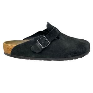 Birkenstock Unisex Boston Black Suede Slip On Clogs Size 42 M 9 W 11